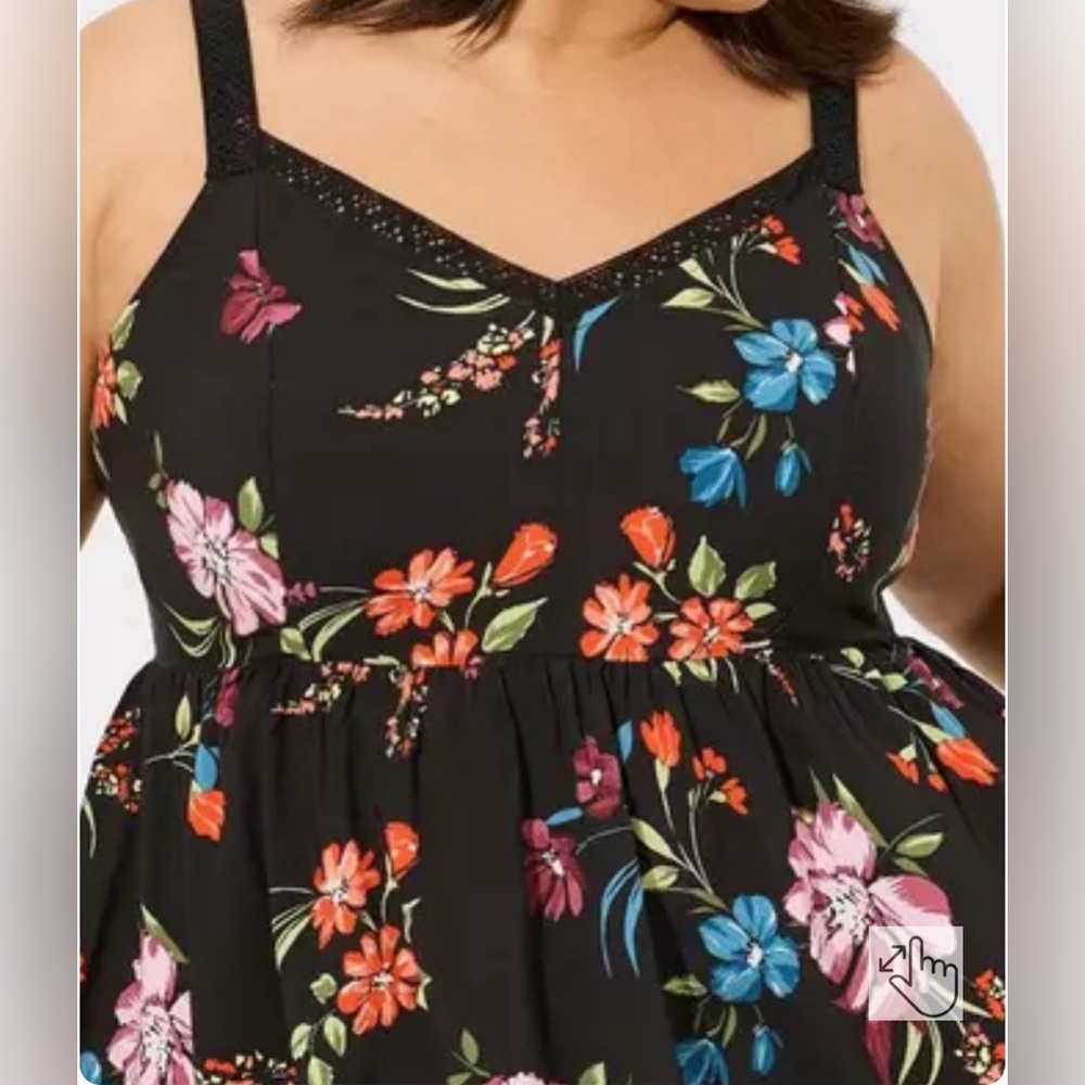 Pre-Loved Torrid Peplum Challis Lace Trim Tank - Size 3 - Picture 3 of 11